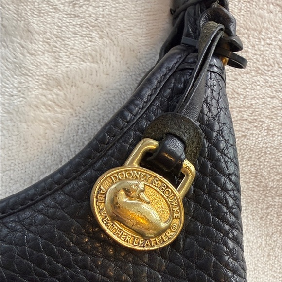 Dooney & Bourke Vintage 90s Y2K Black Pebbled Leather Shoulder Bag - Picture 8 of 14